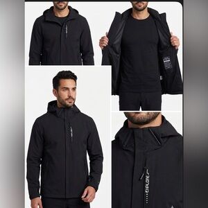 Unk Men's Black Hooded Raincoat